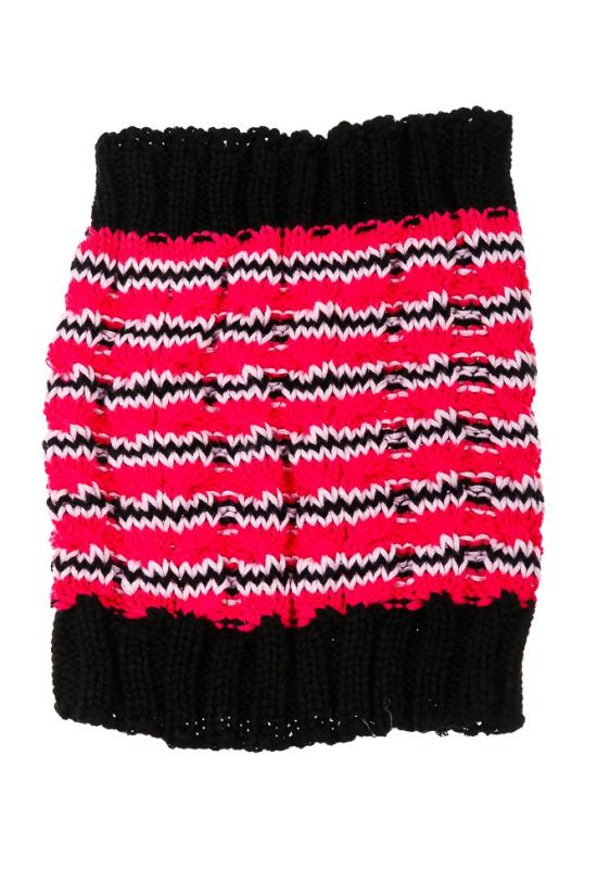 Комплект дитячий для дівчинки шапка та шарф в смужку 65PG19-047 junior (чорний/малиновий)
