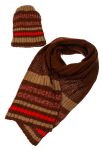 Комплект детский для мальчика шапка и шарф узор полоска 65PB0008 junior (коричневый/красный)