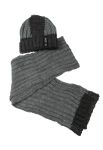 Комплект детский для мальчика шапка и шарф в темном оттенке 65PB13-001 junior (графитовый/серый)