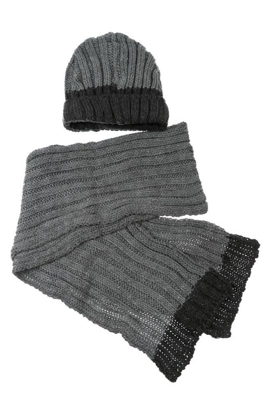 Комплект дитячий для хлопчика шапка та шарф у темному відтінку 65PB13-001 junior (графітовий/сірий)