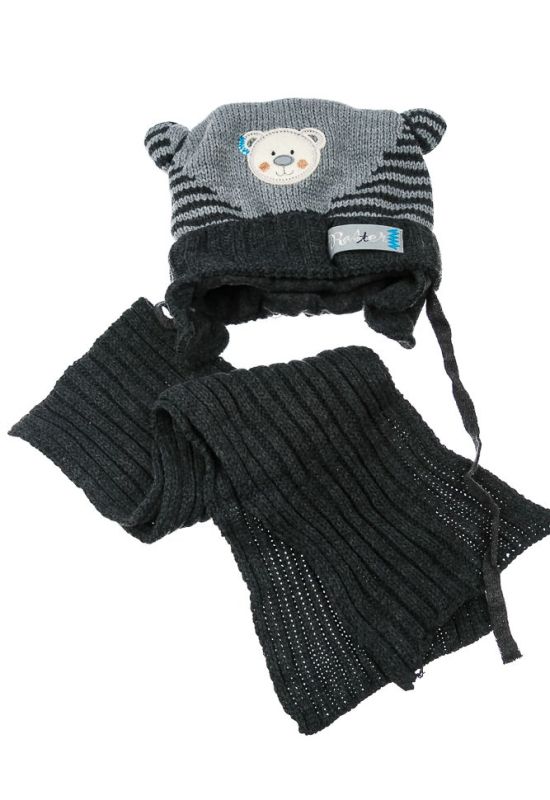Комплект детский шапка и шарф 65P13-017 junior (графитовый/серый)