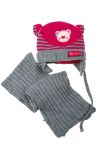 Комплект детский шапка и шарф 65P13-017 junior (серый/малиновый)