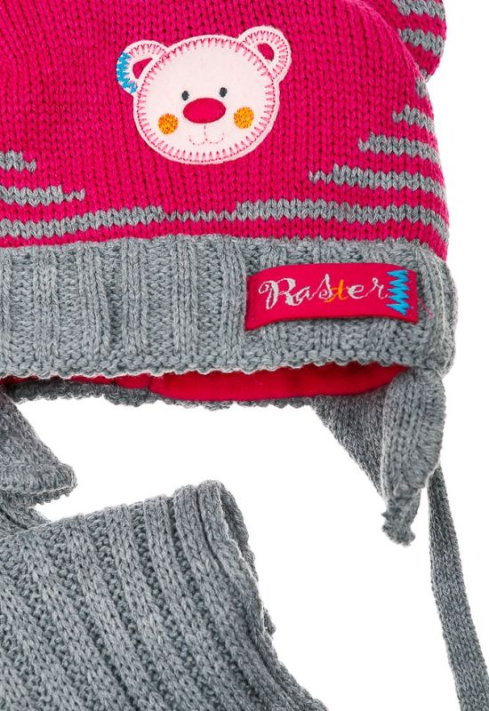 Комплект дитячий шапка та шарф 65P13-017 junior (сірий/малиновий)