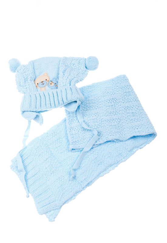 Комплект дитячий шапка та шарф нашивка «Ведмедики» 65P15-031 junior (блакитний)