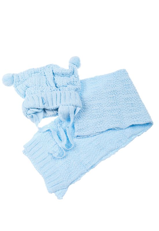 Комплект дитячий шапка та шарф нашивка «Ведмедики» 65P15-031 junior (блакитний)