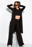 Комплект кардиган топ и штаны женский 120PSS008-1 (черный)