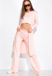 Комплект кардиган топ и штаны женский 120PSS008 (розовый)