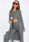 Комплект кардиган топ та штани жіночий з люрексом 120PSS009 (сірий/меланжевий)