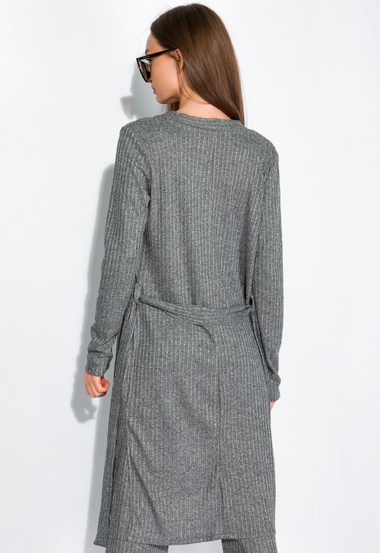 Комплект кардиган топ та штани жіночий з люрексом 120PSS009 (сірий/меланжевий)