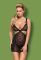 Комплект Obsessive SWANITA CHEMISE+str (чорний)