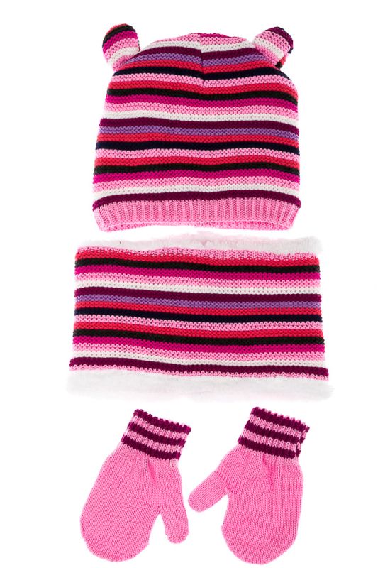 Комплект шапка перчатки шарф 120PTEM50008 junior (светло-розовый)
