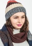 Комплект универсальный шарф шапка в полоску 65P3561 (синий/бордовый) Комплект универсальный шарф шапка в полоску 65P3561 (синий/бордовый)