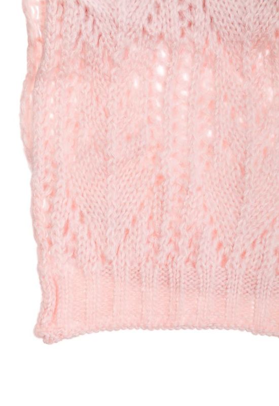 Комплект женский шапка шарф и митенки тонкий 65PF3021 (розовый)