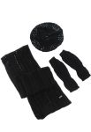 Комплект женский шапка шарф и митенки тонкий 65PF3021 (черный)