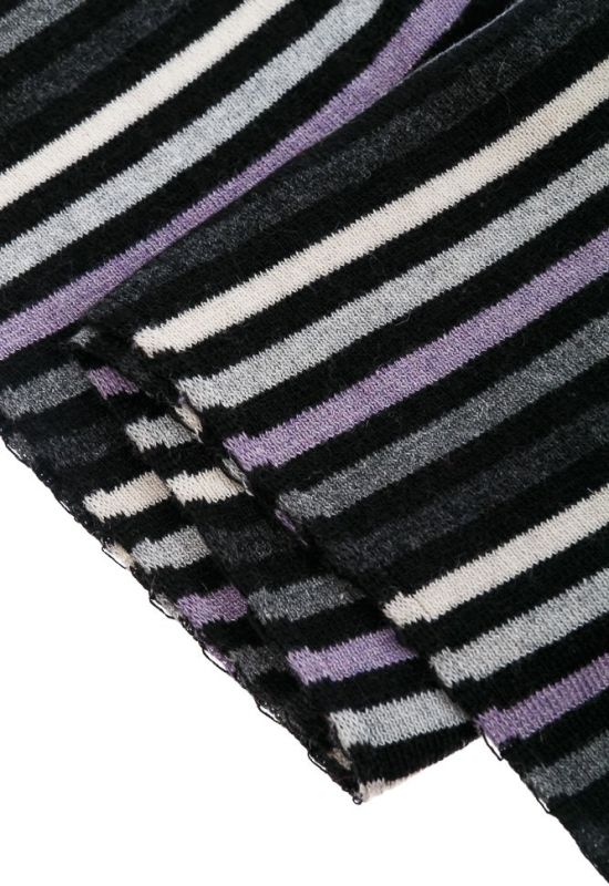 Комплект женский шапка шарф в полоску 65PF3225 (черный/серый)