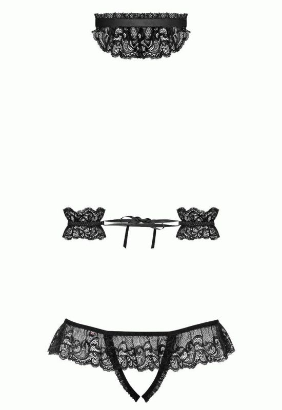 Комплект Obsessive 839-SEA-1 garter belt+nipple+thong (черный)