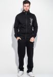 Костюм мужской спорт однотонный с вертикальным принтом 70PD5012 (черный)