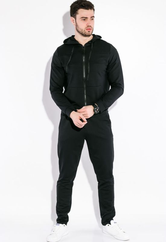 Костюм спортивный мужской однотонный с капюшоном 103P001 (черный)