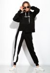 Костюм спортивный женский на флисе 120PM035 (черный)