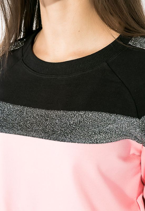Костюм спортивный женский с люрексом 70PD5030 (черный/розовый)