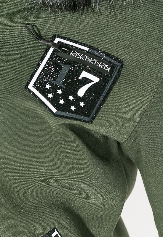 Костюм Толстовка штаны женский утепленный с капюшоном 77PD857-1 (хаки)
