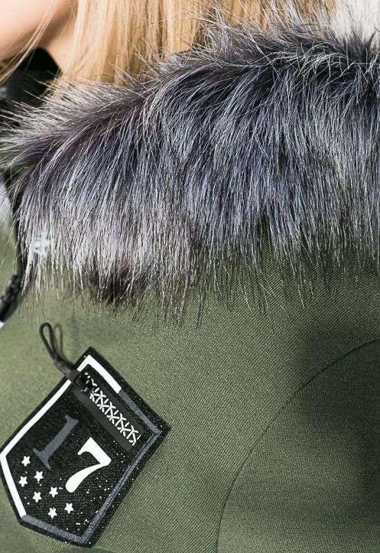 Костюм Толстовка штаны женский утепленный с капюшоном 77PD857-1 (хаки)