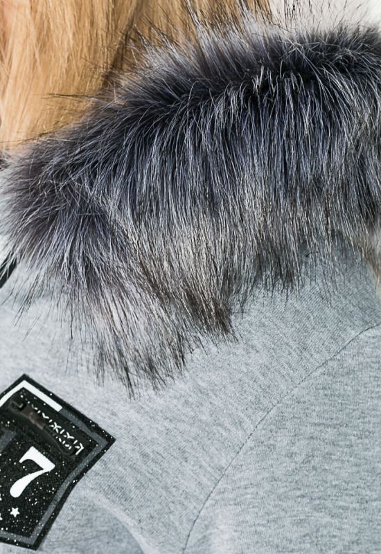 Костюм Толстовка штаны женский утепленный с капюшоном 77PD857-1 (серый)