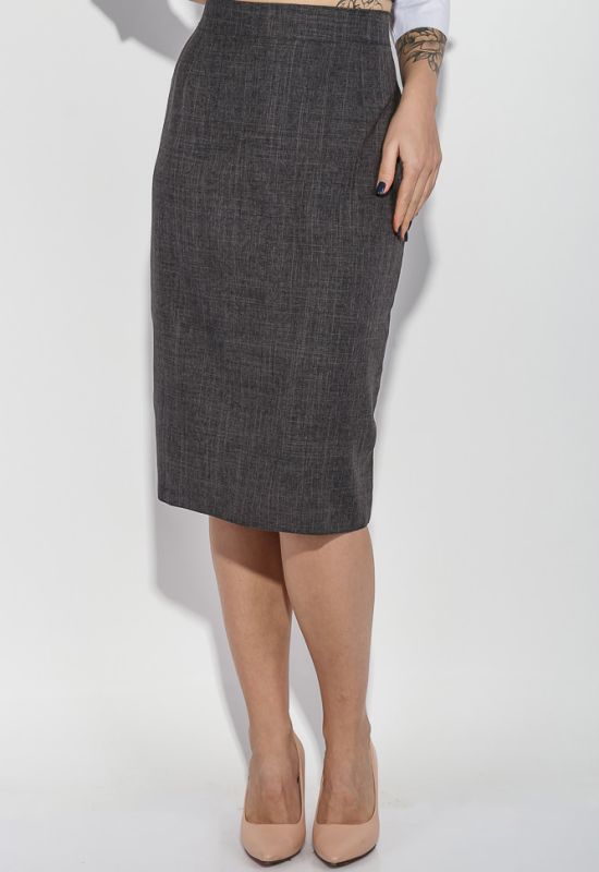 Костюм женский блузка и юбка батал деловой имитация двойки 74PD307 (серый/меланжевый)