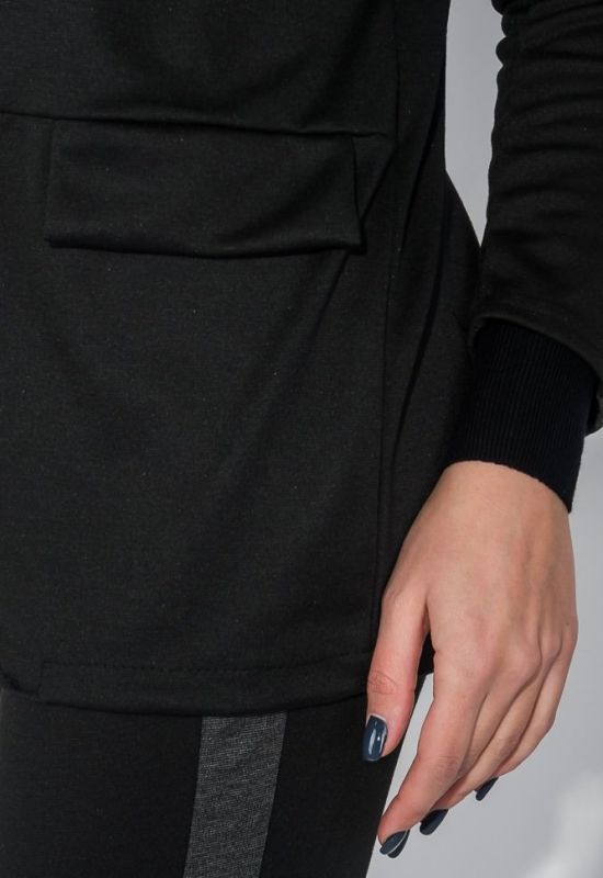 Костюм жіночий брюки піджак з контрастною смугою 72PD203 (чорний/грифельний)