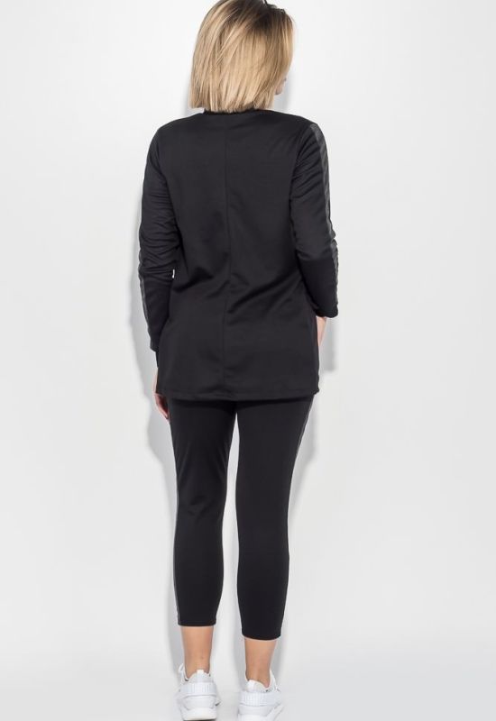 Костюм женский брюки пиджак с контрастной полосой 72PD203 (черный/грифельный)