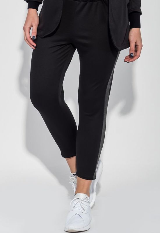 Костюм женский брюки пиджак с контрастной полосой 72PD203 (черный/грифельный)