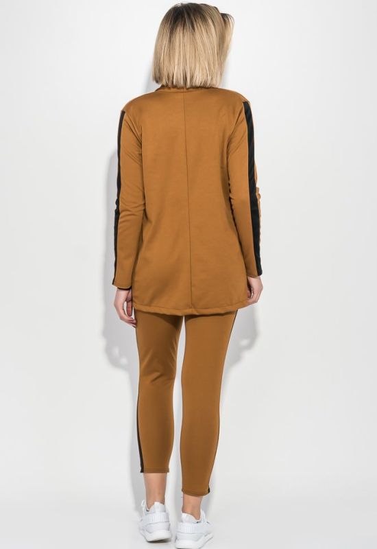 Костюм женский брюки пиджак с контрастной полосой 72PD203 (терракотовый/черный)