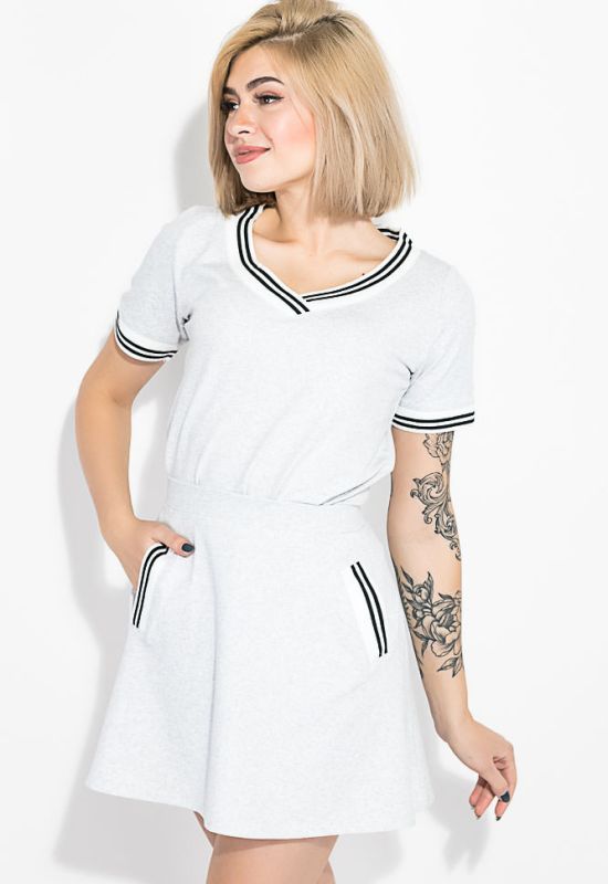Костюм жіночий футболка спідниця 74P104 (сірий/меланжевий)