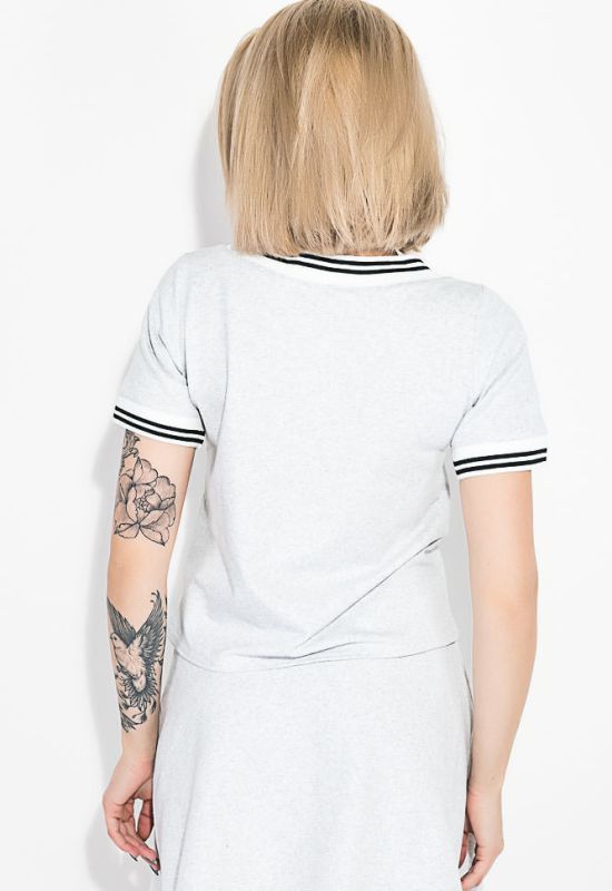 Костюм жіночий футболка спідниця 74P104 (сірий/меланжевий)