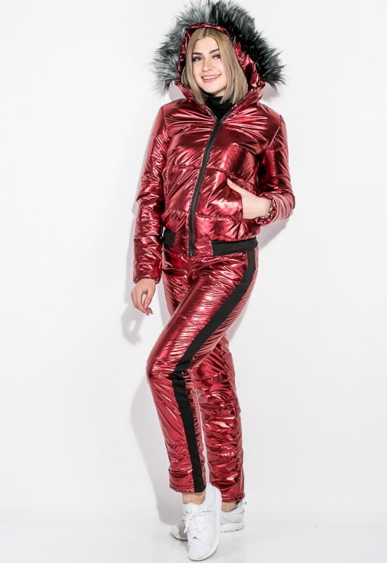 Костюм женский Куртка Штаны 80PD1353 (бордовый/металлик)
