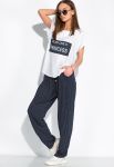 Костюм женский майка и брюки 120PDS7434 (белый/синий) Костюм женский майка и брюки 120PDS7434 (белый/синий)