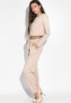 Костюм женский с кроп-топом 95P8008 (кремовый) Костюм женский с кроп-топом 95P8008 (кремовый)