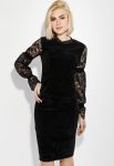 Костюм женский с кружевом юбка блузка 78PD5049 (черный)