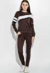 Костюм женский спорт с вырезом на одно плечо 72PD187 (шоколадный/белый)