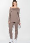 Костюм женский спорт со спущенными плечами 76PD1113 (капучино)
