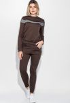 Костюм женский спорт со вставками люрикса над грудью 72PD199 (шоколадный)