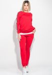 Костюм женский спортивный с крупным текстовым принтом на спине 74PD363 (красный)