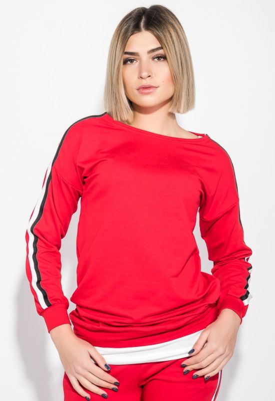 Костюм женский спортивный с крупным текстовым принтом на спине 74PD363 (красный)