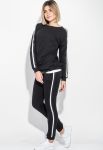 Костюм женский спортивный с крупным текстовым принтом на спине 74PD363 (черный)