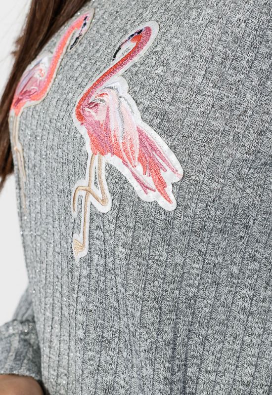 Костюм женский юбка джемпер с нашивками «Фламинго» 69PD981 (серебряный)