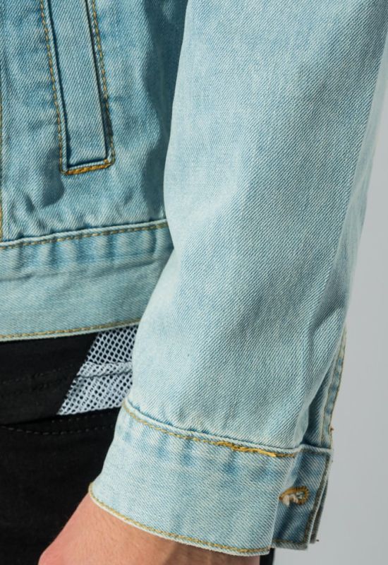 Куртка джинс мужская с принтом на спине 272V001 (голубой)