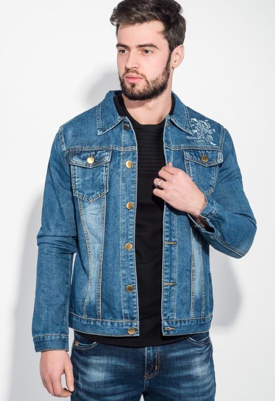 Куртка мужская джинс с принтом на спине 251V001 (светло-синий)