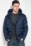 Куртка мужская с нашивкой и капюшоном 183V001 (синий)
