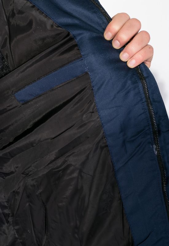 Куртка мужская с нашивкой и капюшоном 183V001 (синий)