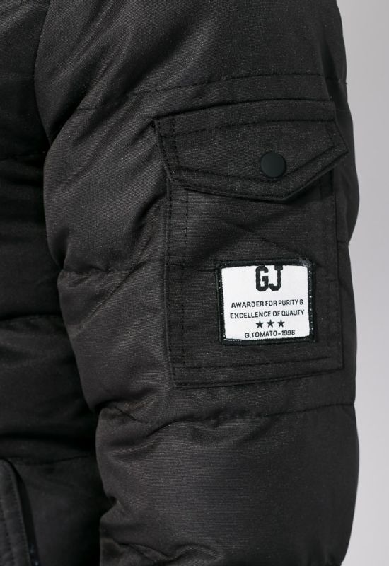 Куртка чоловіча з нашивкою та капюшоном 183V001 (чорний)